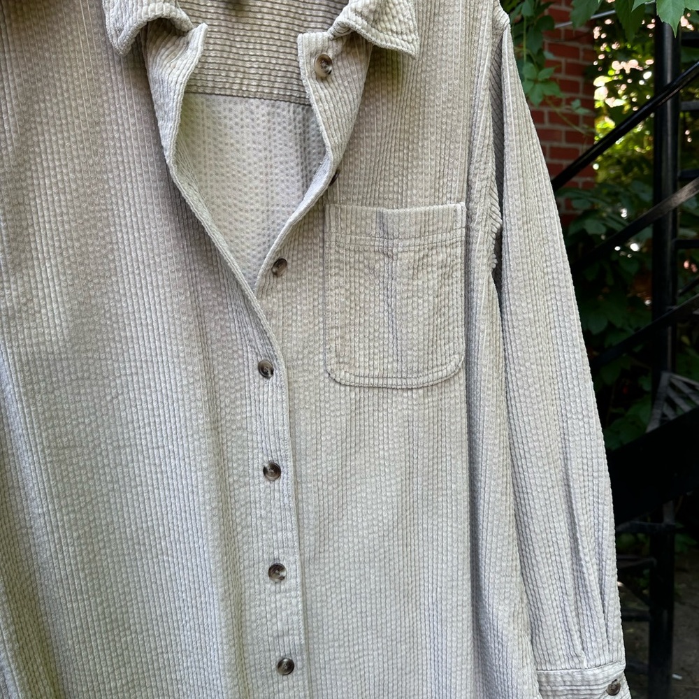 L.L. Bean Tan Corduroy Button Down Shirt